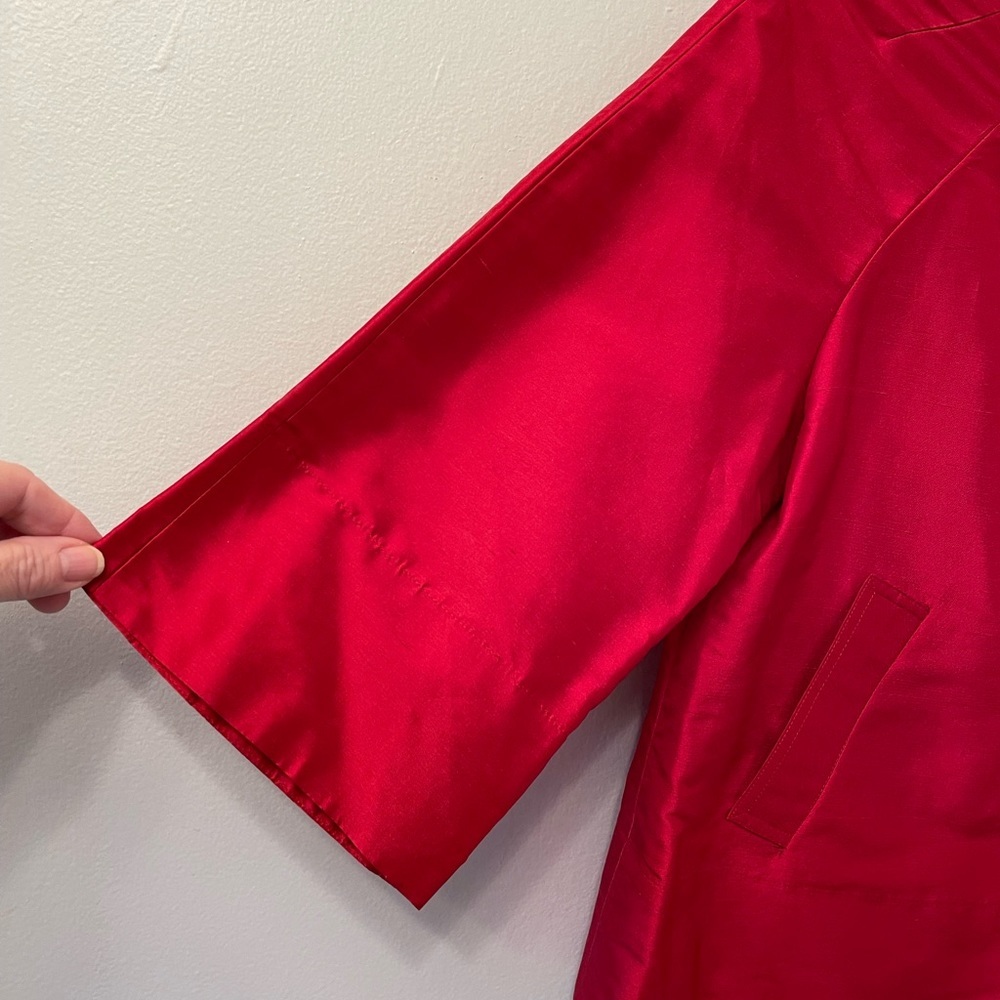 NWT Talbots Ruby Red Silk Jacket Elegant Cropped Cocktail Size 2 - Picture 3 of 9
